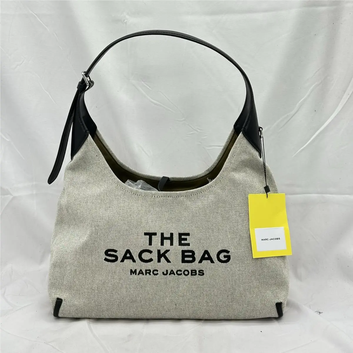 Marc Jacobs Womens The Belted Sack Bag Canvas Leather Ivory/black