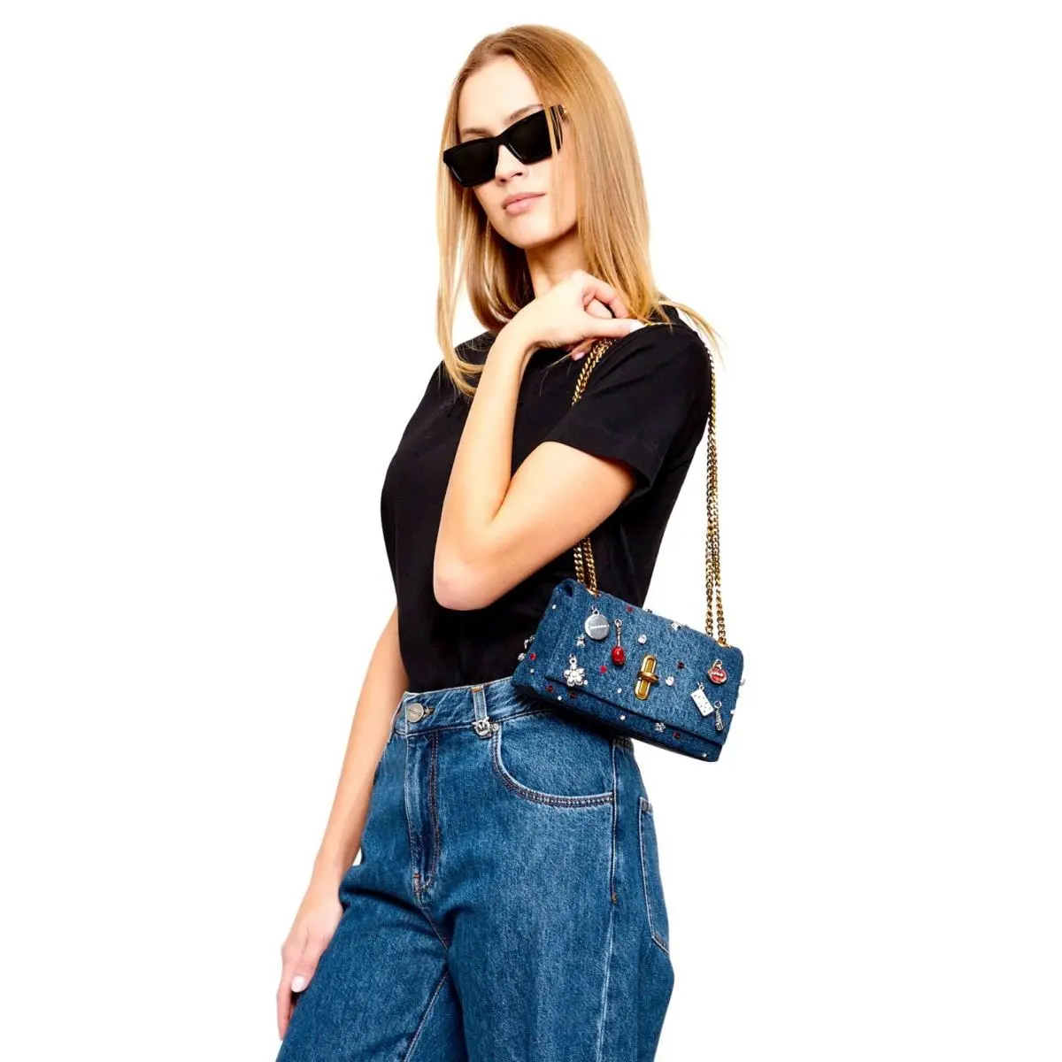 Marc Jacobs The Trinket Charm Denim Dual Chain Mini Bag