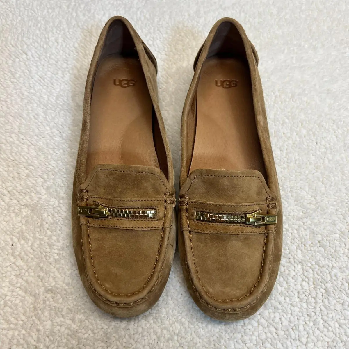 Ugg Womens Loafers Suede Davina Silkee Chestnut/light Brown Sz 8