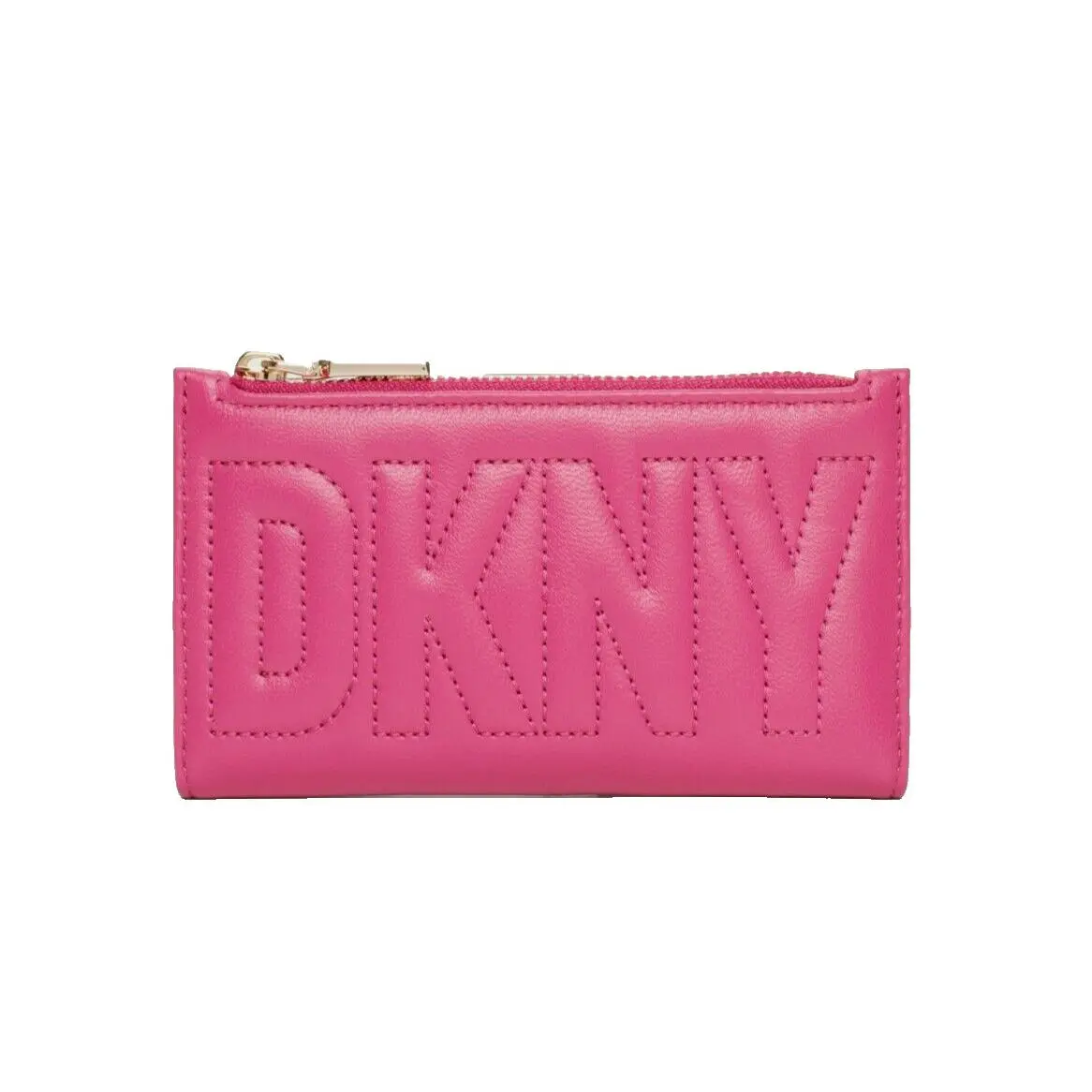 Dkny Elsa Bifold Card Holder Small Wallet Leather Lipstick Pink