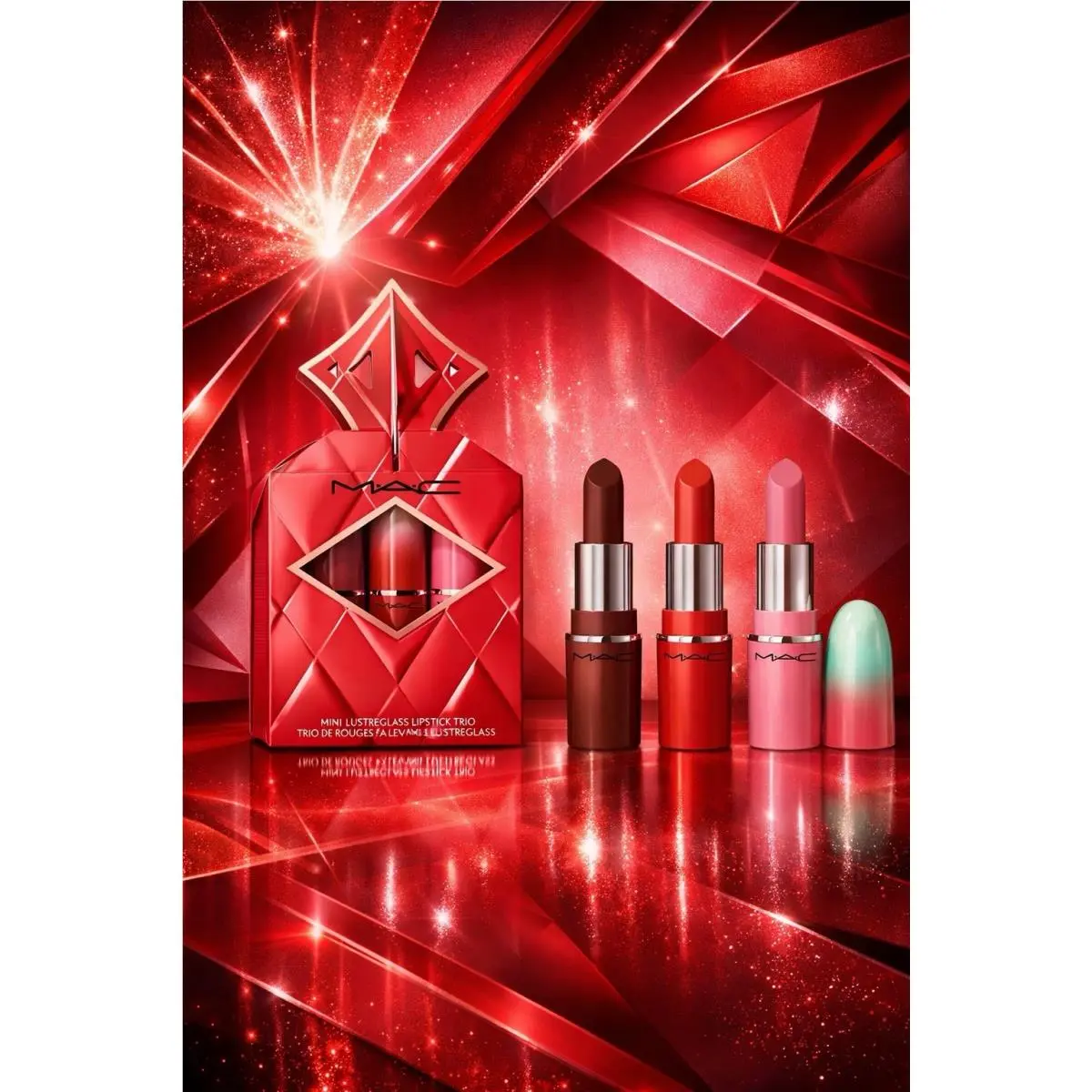 Mac Cosmetics M•a•c - Wildest Gleams Mini Lustreglass Lipstick Trio - 0.05 oz Ea/ 1.5 g ea