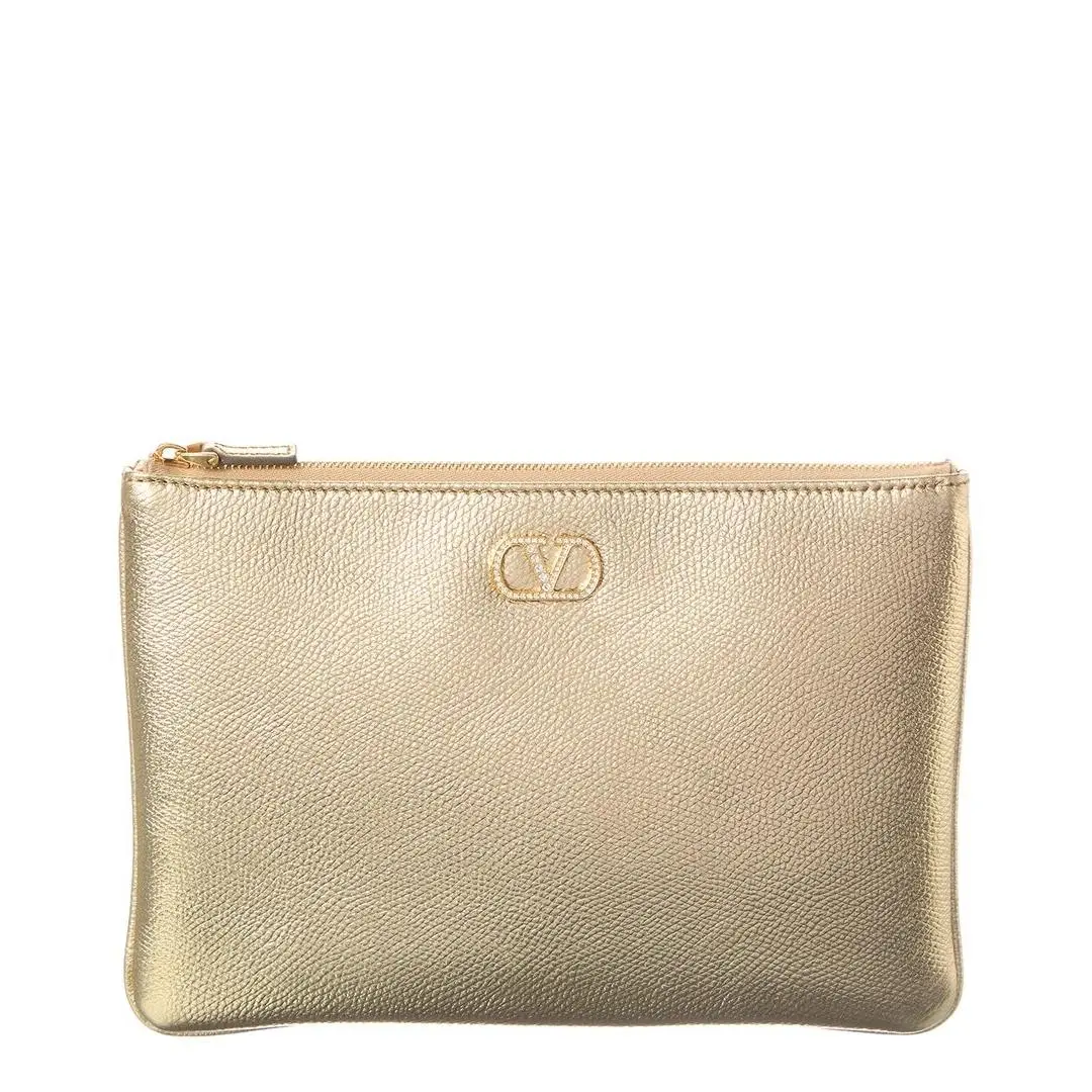 Valentino Vlogo Signature Mini Leather Pouch Women`s Gold