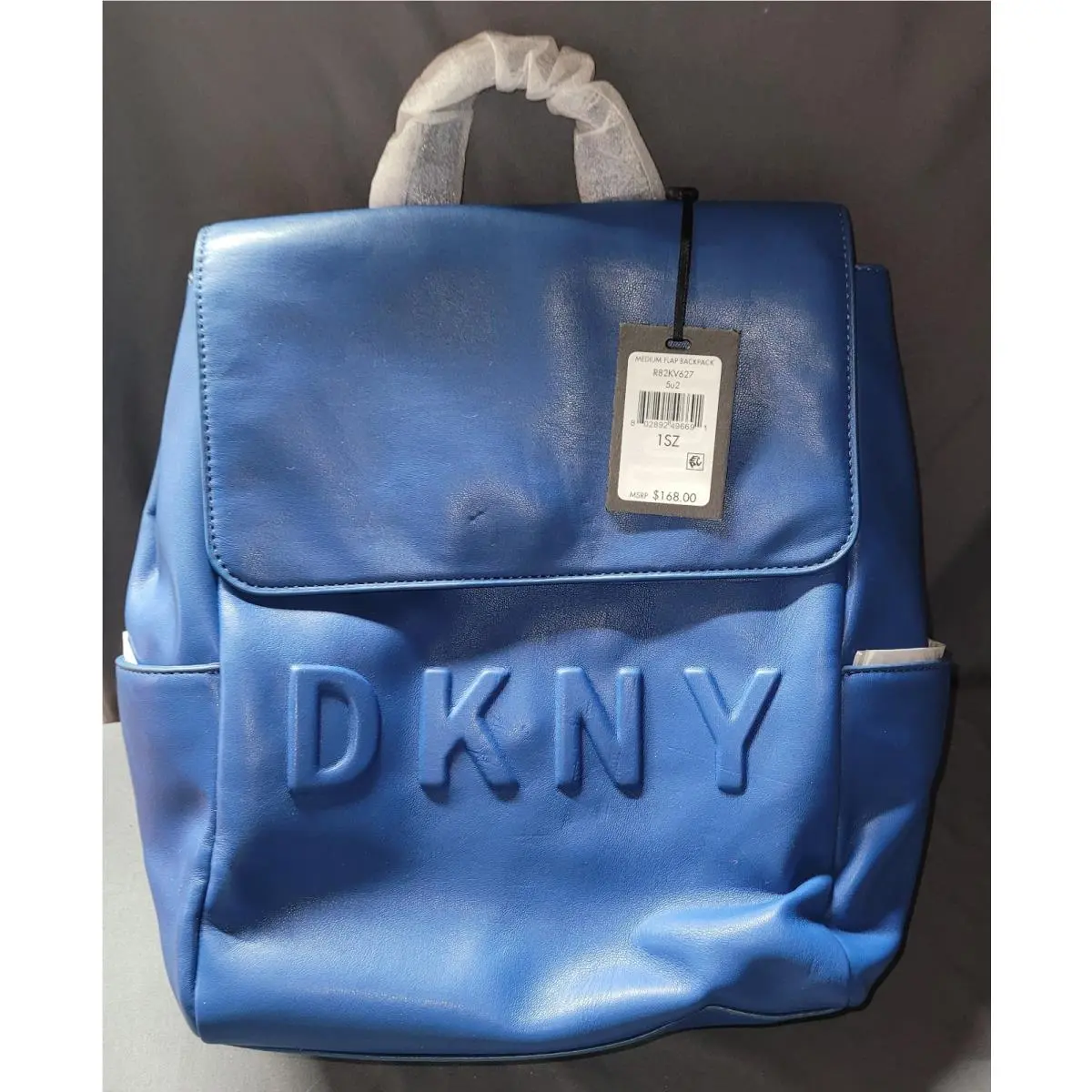 Dkny Logo Backpack Blue Rare Pockets School Work Stylish Htf