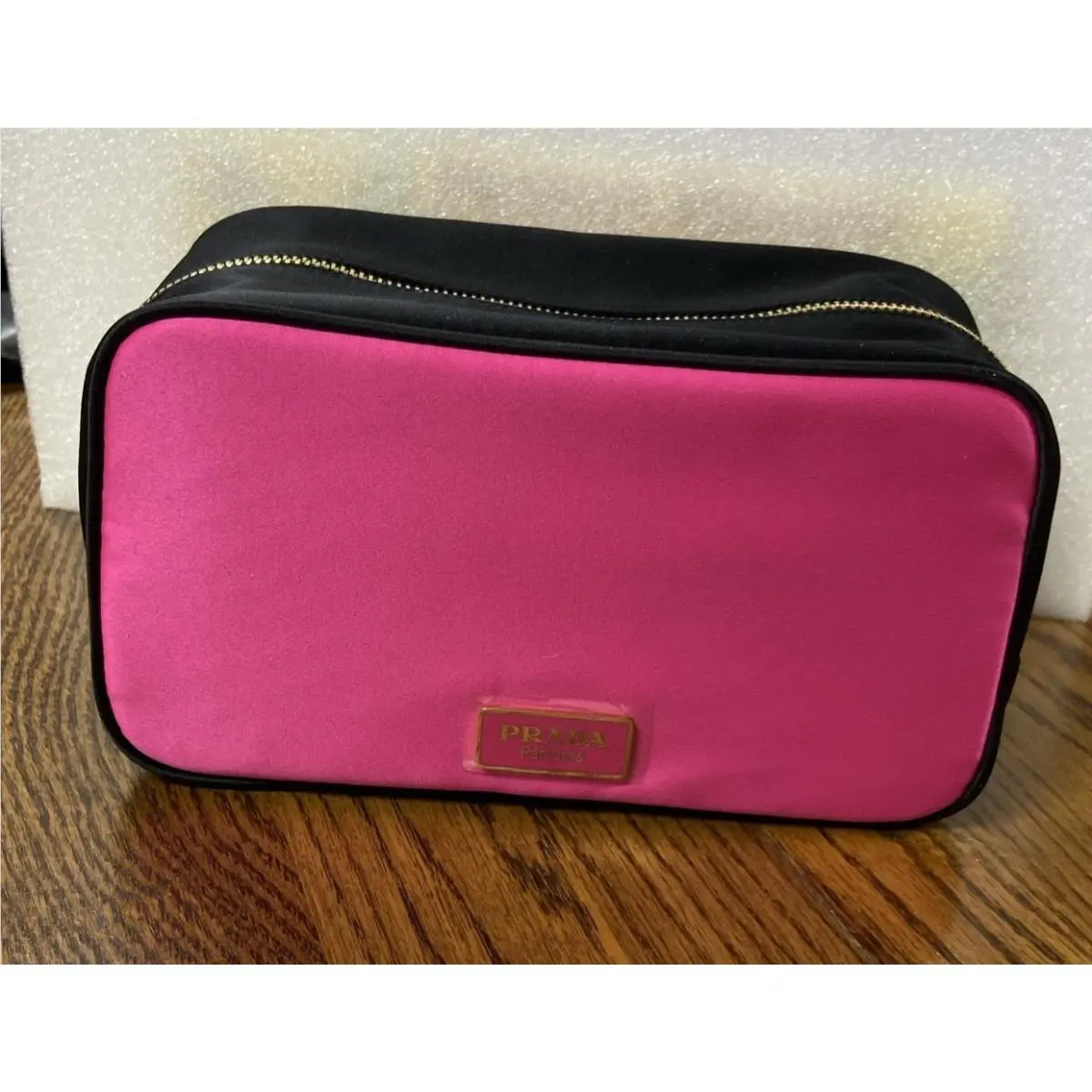 Vtg Prada Candy Parfums Hot Pink Black Cosmetic Makeup Travel Toiletry Pouch Bag