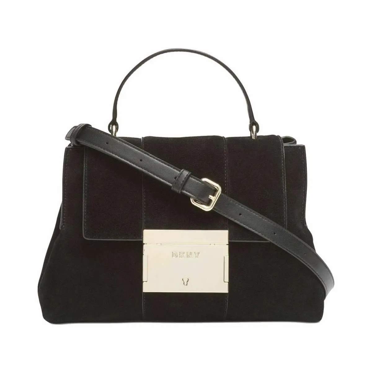 Dkny Adam Satchel Bag Womens 1SZ Black Suede Leather Crossbody R93DND54