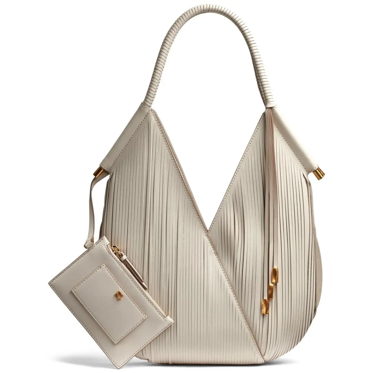 Donna Karan N Y Baldwin Laser-cut Shoulder Wrapped Rounded Handle Sand
