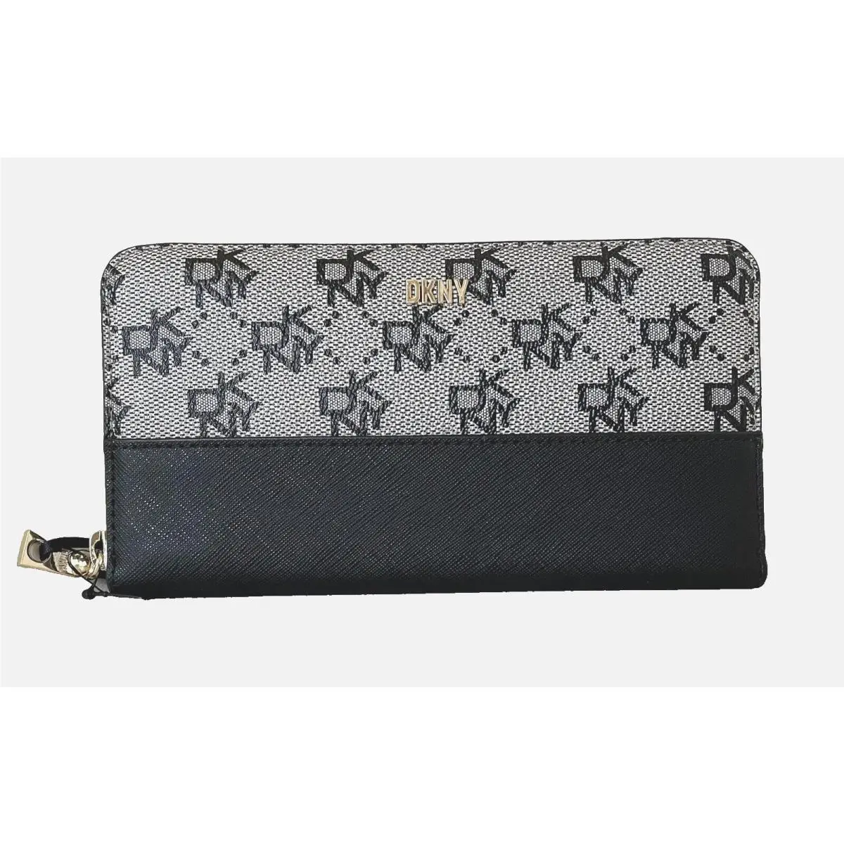 Dkny Boxed Bryant Large Zip Around Continental Wallet Grey / Black