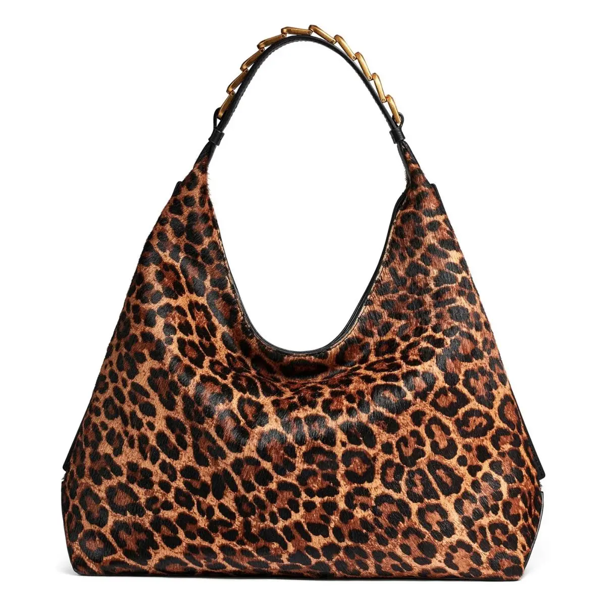 Donna Karan York Bellmore Leopard Shoulder Bezel Strap Black Multi