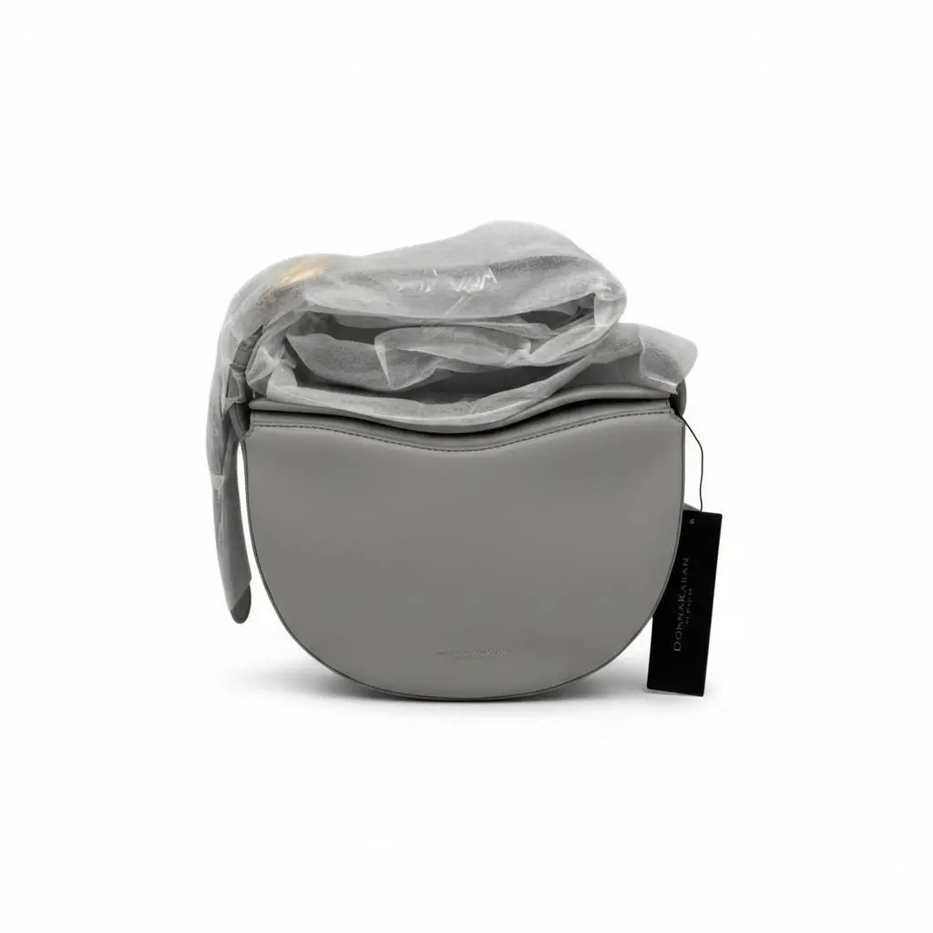 Donna Karan NY Valley Stream Leather Buckle Crossbody - Pearl Grey