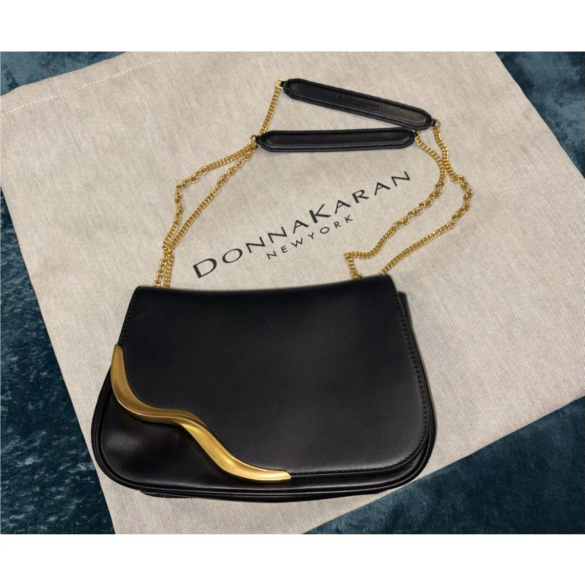 Donna Karan York Malverne Leather Crossbody Bag Black