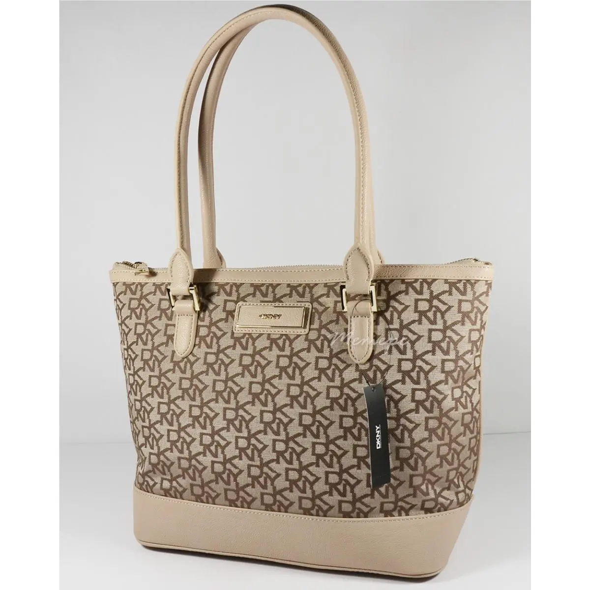 Dkny Donna Karan T C W/vintage Pulogo Plaque Tote Handbag Purse Bag