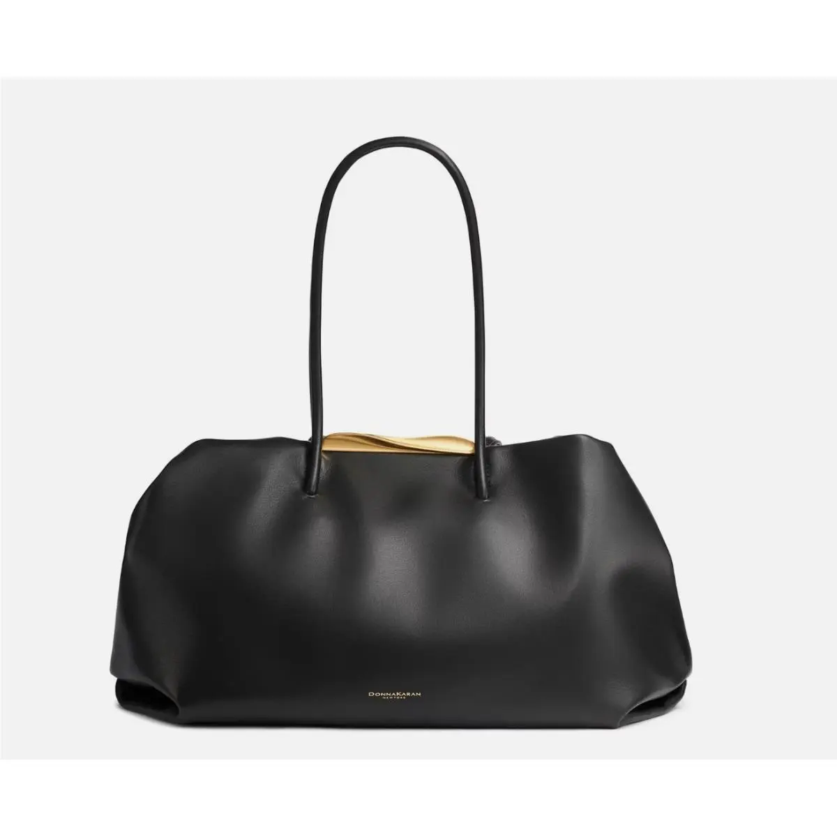 Donna Karan NY Poplin Smooth Leather Women`s Large Satchel Bag + Dust Bag Black