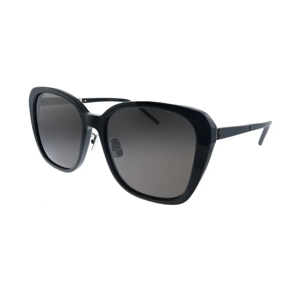 Saint Laurent SL M78/F 001 Black Plastic Oversized Sunglasses Black Lens by Yves Saint Laurent