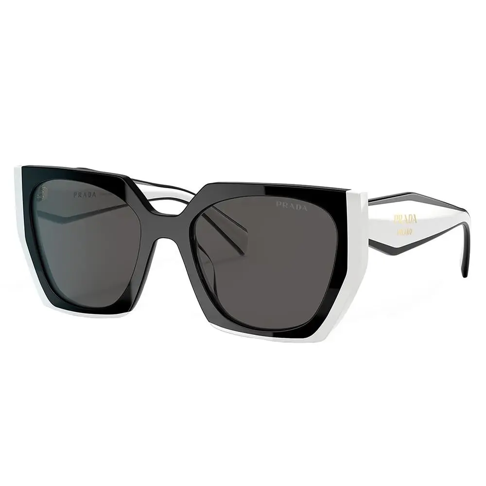 PR 15WS 09Q5S0 Black/talc Plastic Rectangle Sunglasses Grey Lens by Prada