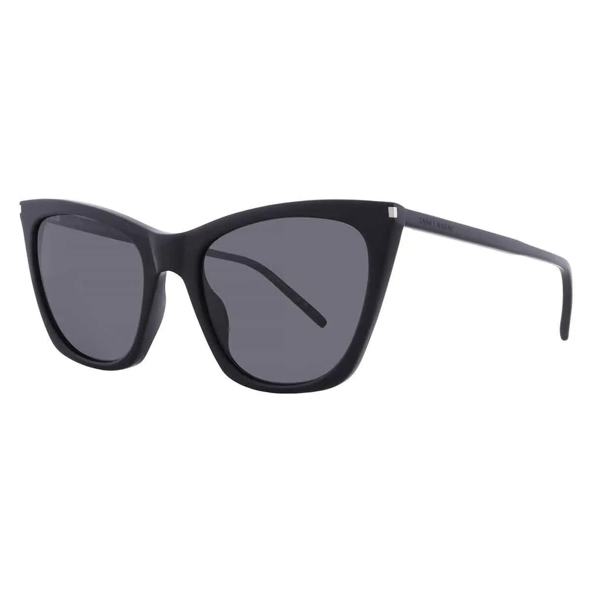 Saint Laurent Grey Cat Eye Ladies Sunglasses SL 214 Kate Thin 001 55 - Black, Frame: Black, Lens: Grey