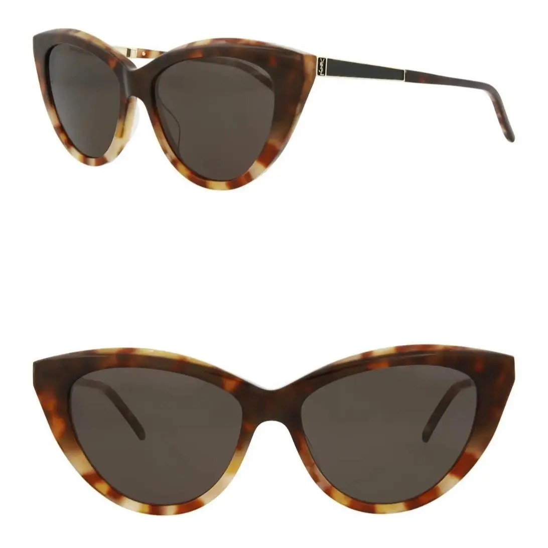 Saint Laurent SLM81 004 55mm Cat Eye Sunglasses Havana Gold Black - Italy Made by Yves Saint Laurent