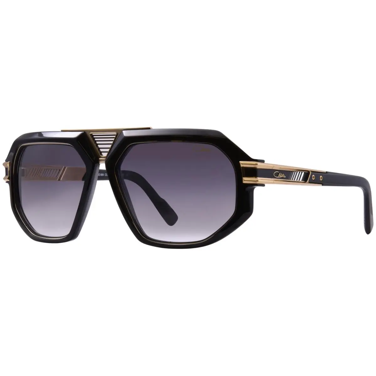 Cazal 684 001 Sunglasses Black/gold/grey Gradient Lenses Pilot Style 60mm