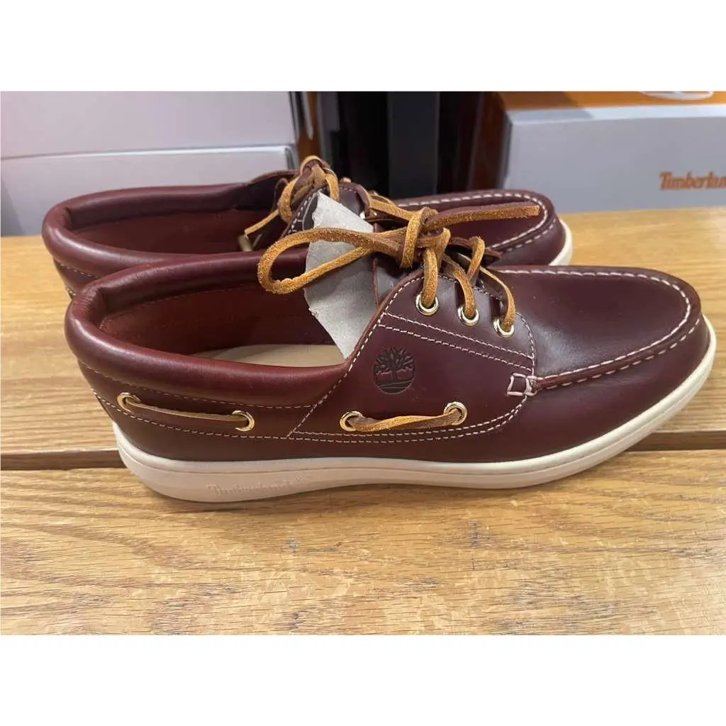 Timberland Men`s Portofino Pier Boat Shoes Burgundy Full Grain A6CXM-EIW