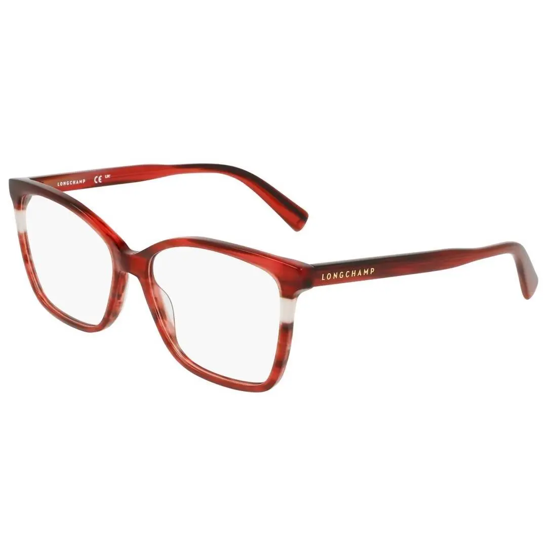 Longchamp LO-2741N 607 Crystal Striped Red Clear Eyeglasses 52/15/140
