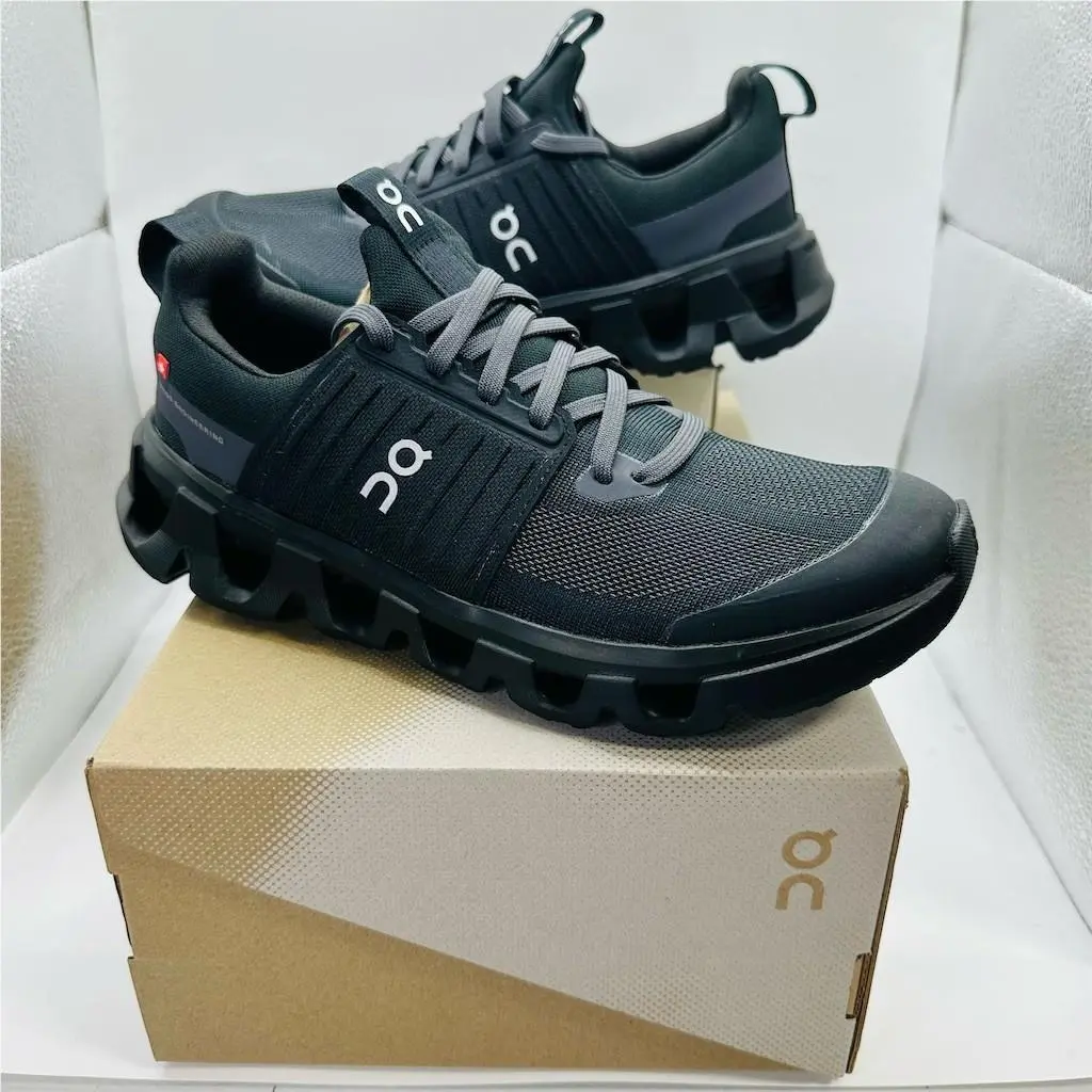 On Running Cloudswift Youth Running Sneakers Black/gray Kids US 6 Lace Up