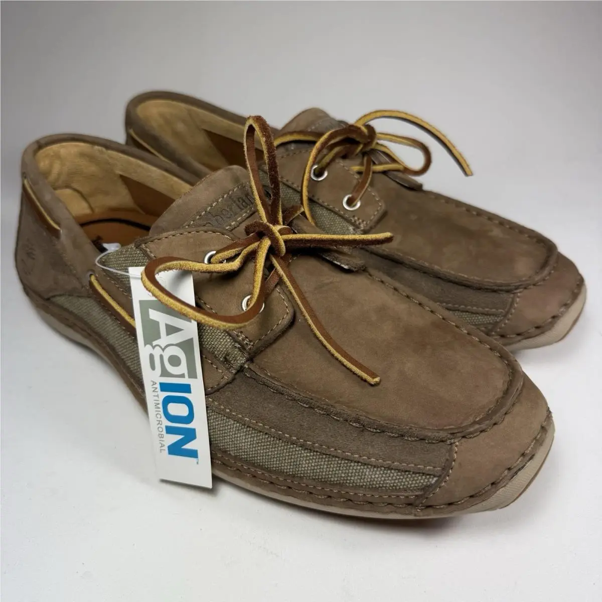 Timberland Annapolis Men`s Size 9.5 2 Eye Brown Suede / Canvas Boat Shoes