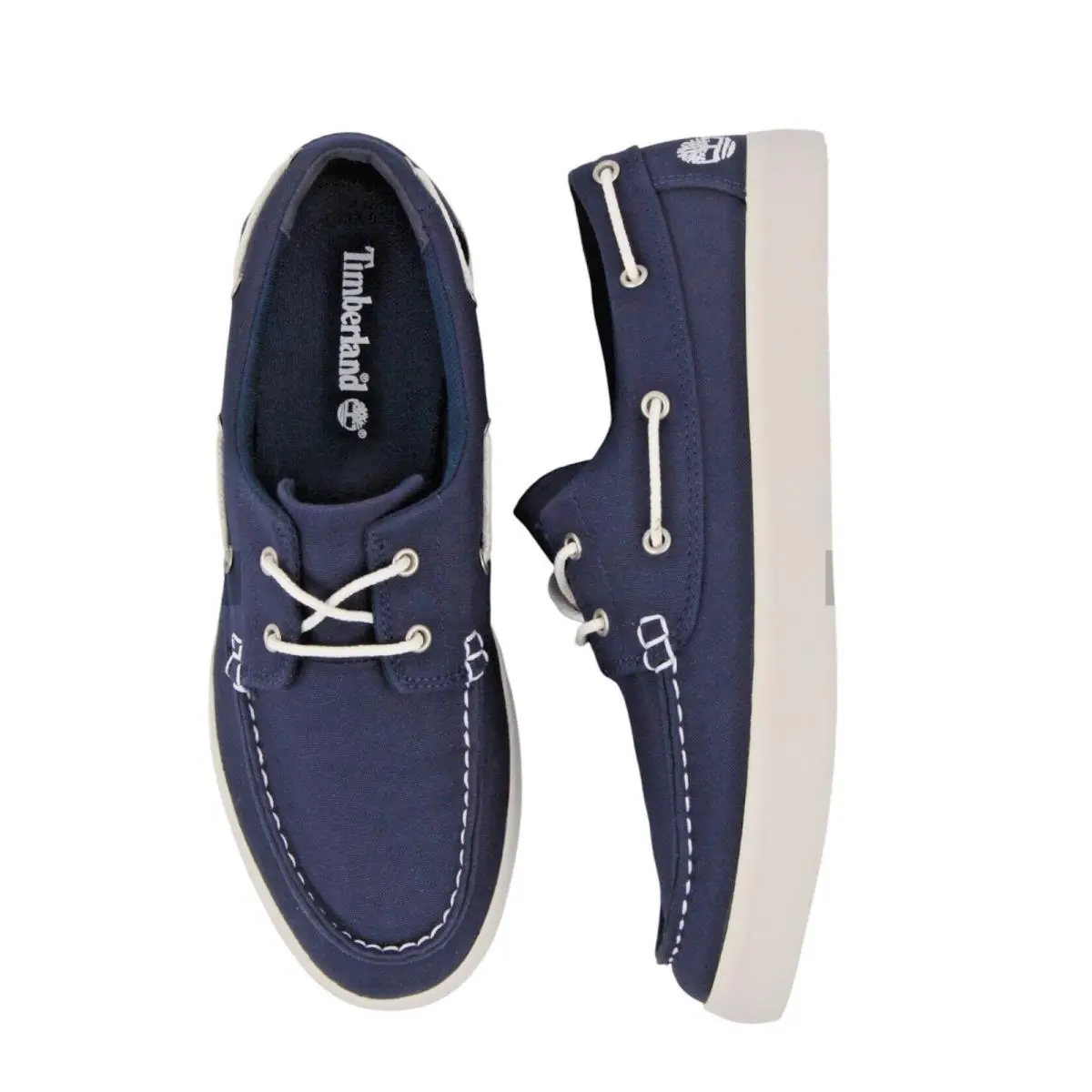 Timberland Mens Boat Shoes Canvas Deck Casual Slip On Loafers Navy