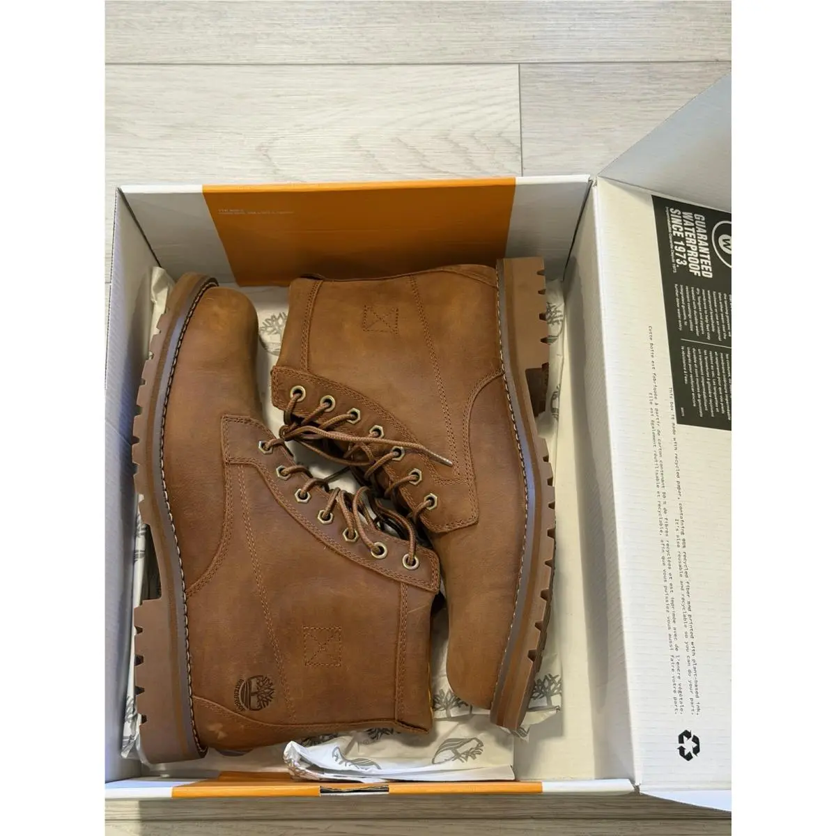 Timberland Men`s Redwood Falls Waterproof Leather Lug Boots A44MY Saddle Sz 9.5