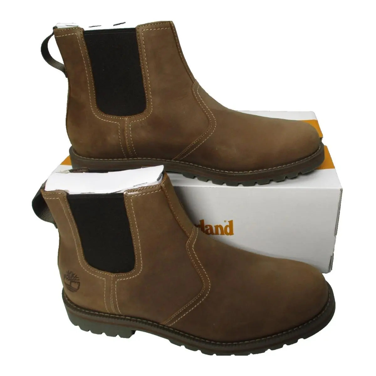 Timberland Larchmont Mid Chelsea Boots Leather Brown Brownie Mens Sz 10.5