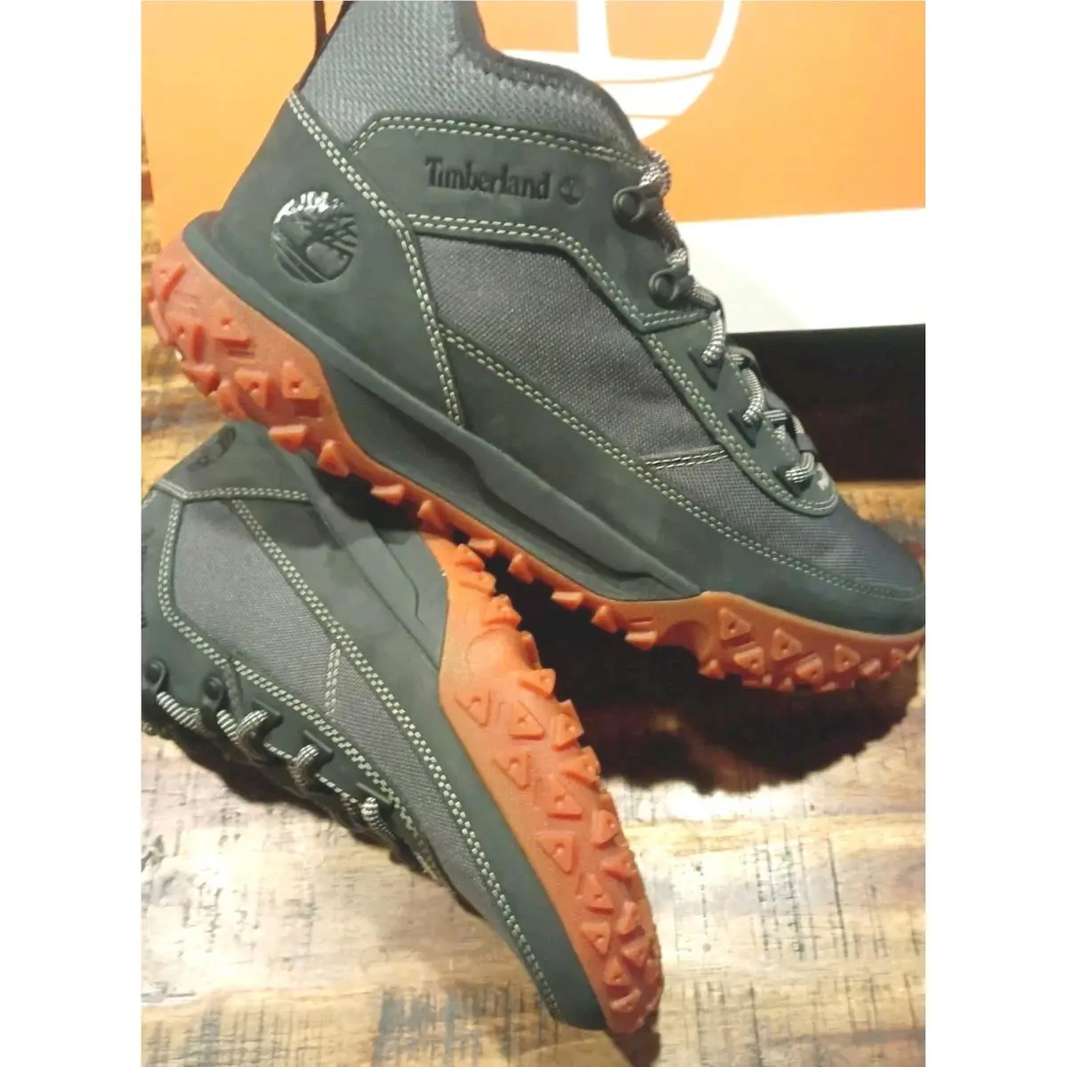 Timberland Men`s Greenstride Motion 6 Mid Lace Trail Shoe Dk Gray Sz 10