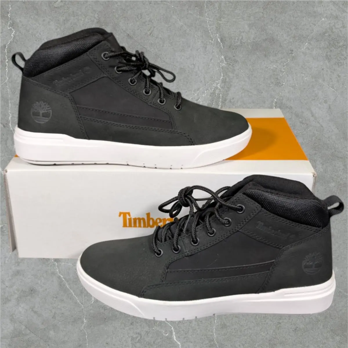 Timberland Allston Mid Lace Sneaker Men`s 8 Black Nubuck Shoe