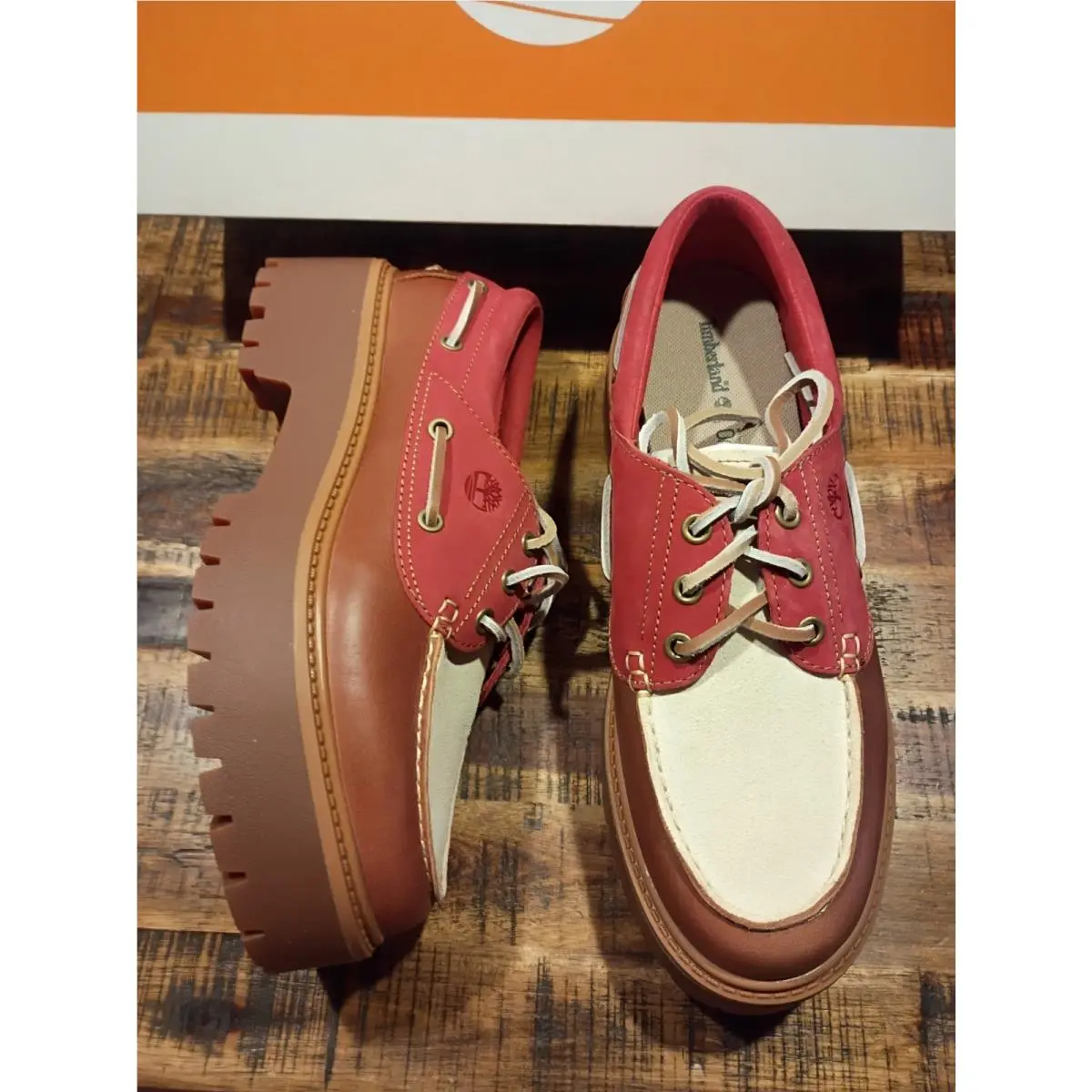 Timberland shoes - stone street pink patent leather - rust med red white 0
