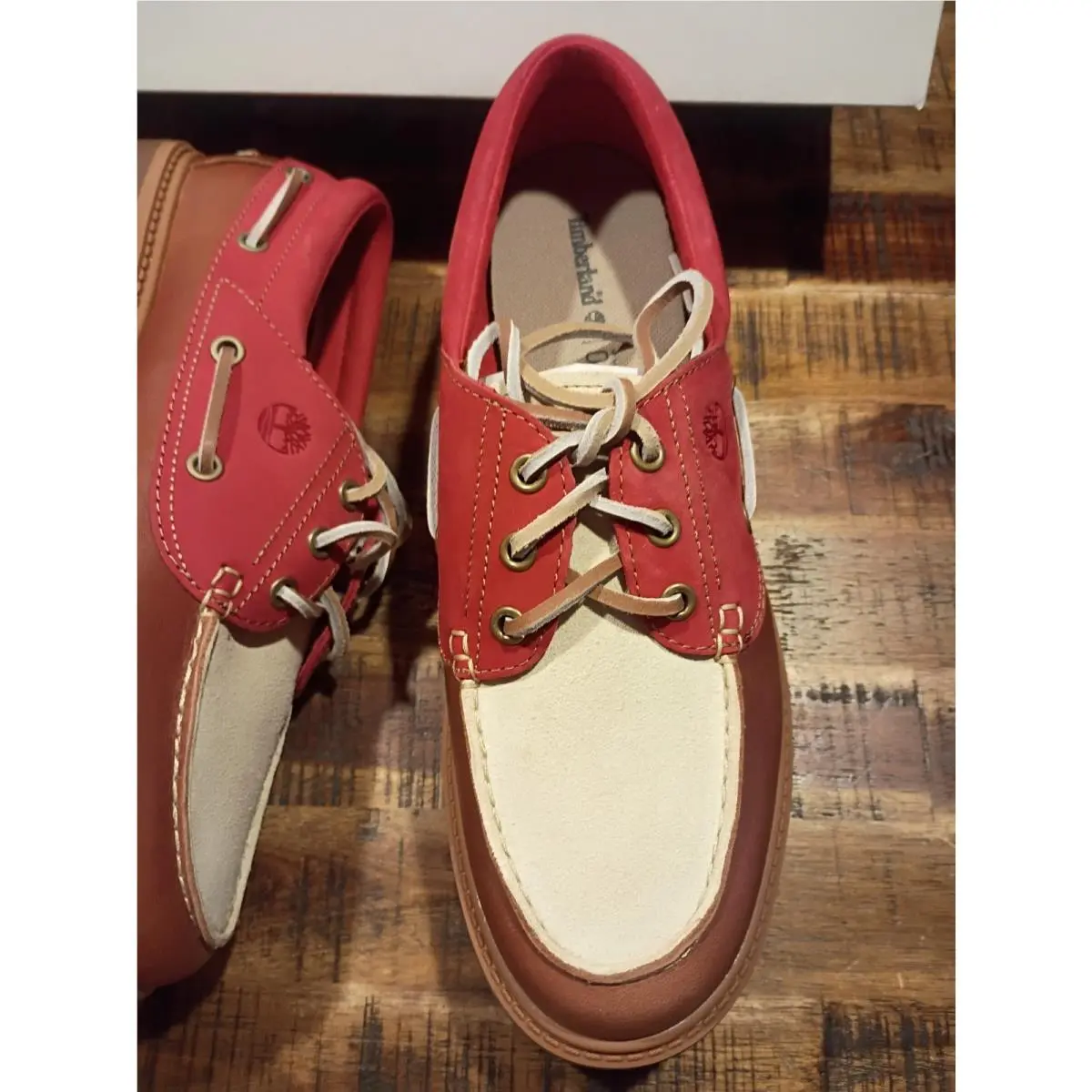 Timberland shoes - stone street pink patent leather - rust med red white 1