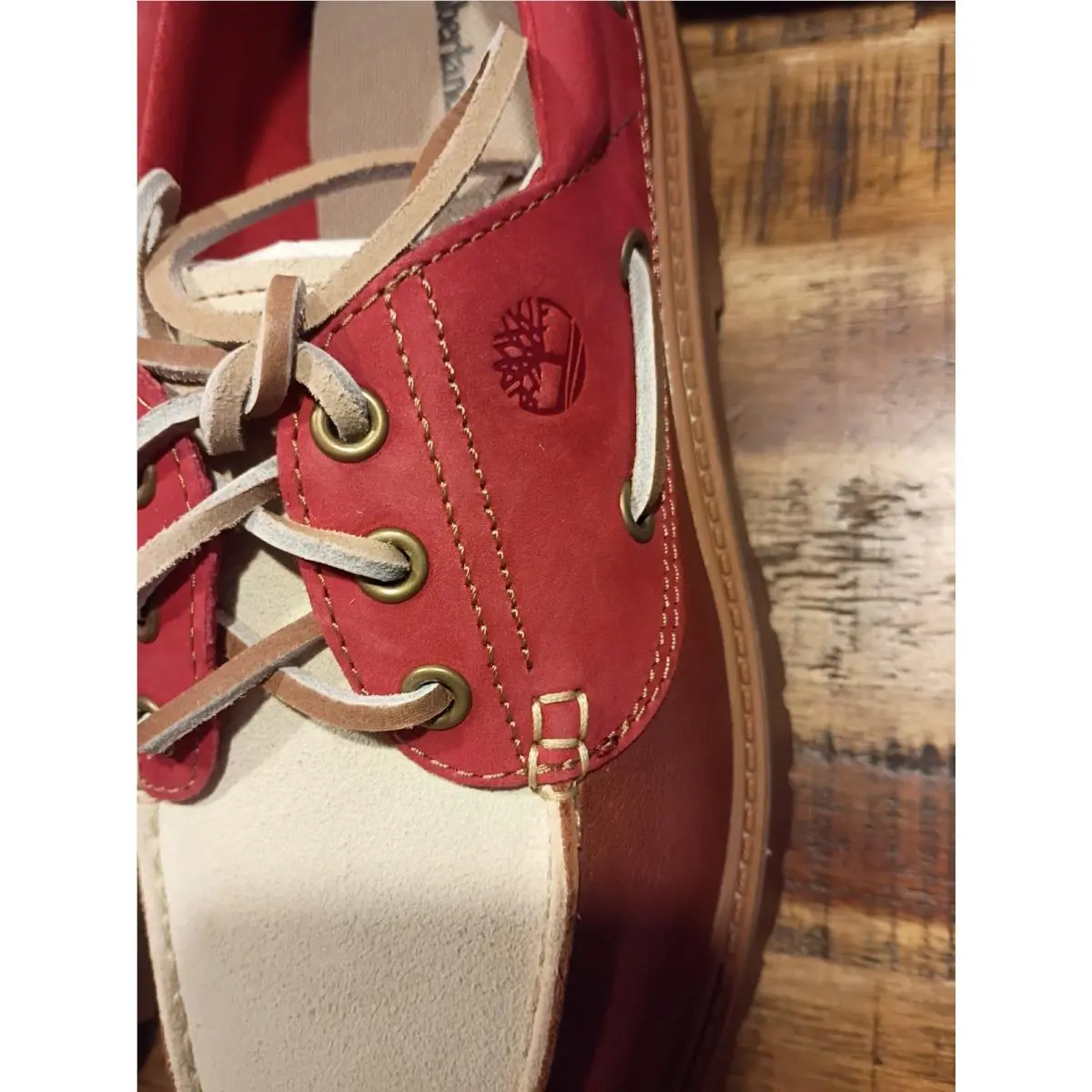Timberland shoes - stone street pink patent leather - rust med red white 3