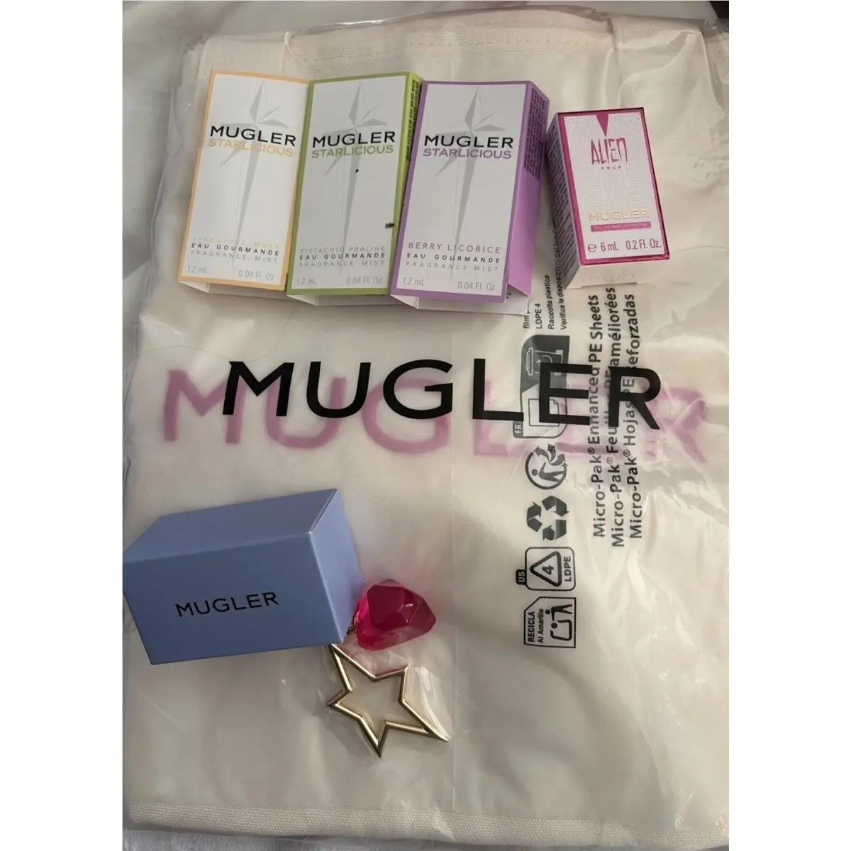 Mugler Star Heart Keychain Perfume Samples Bag