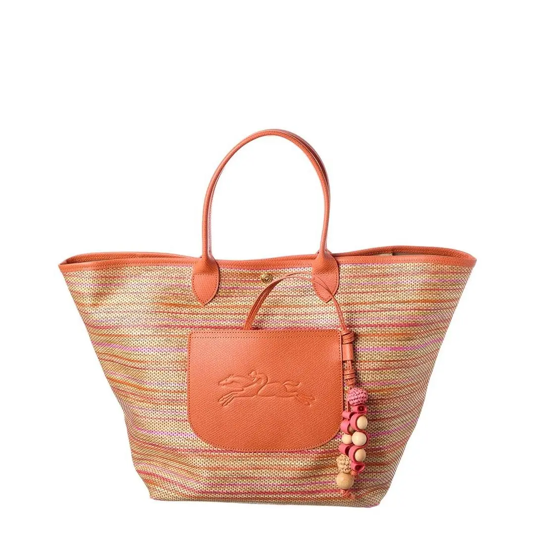 Longchamp Le Panier Pliage Rainbow Leather-trim Tote Women`s Orange
