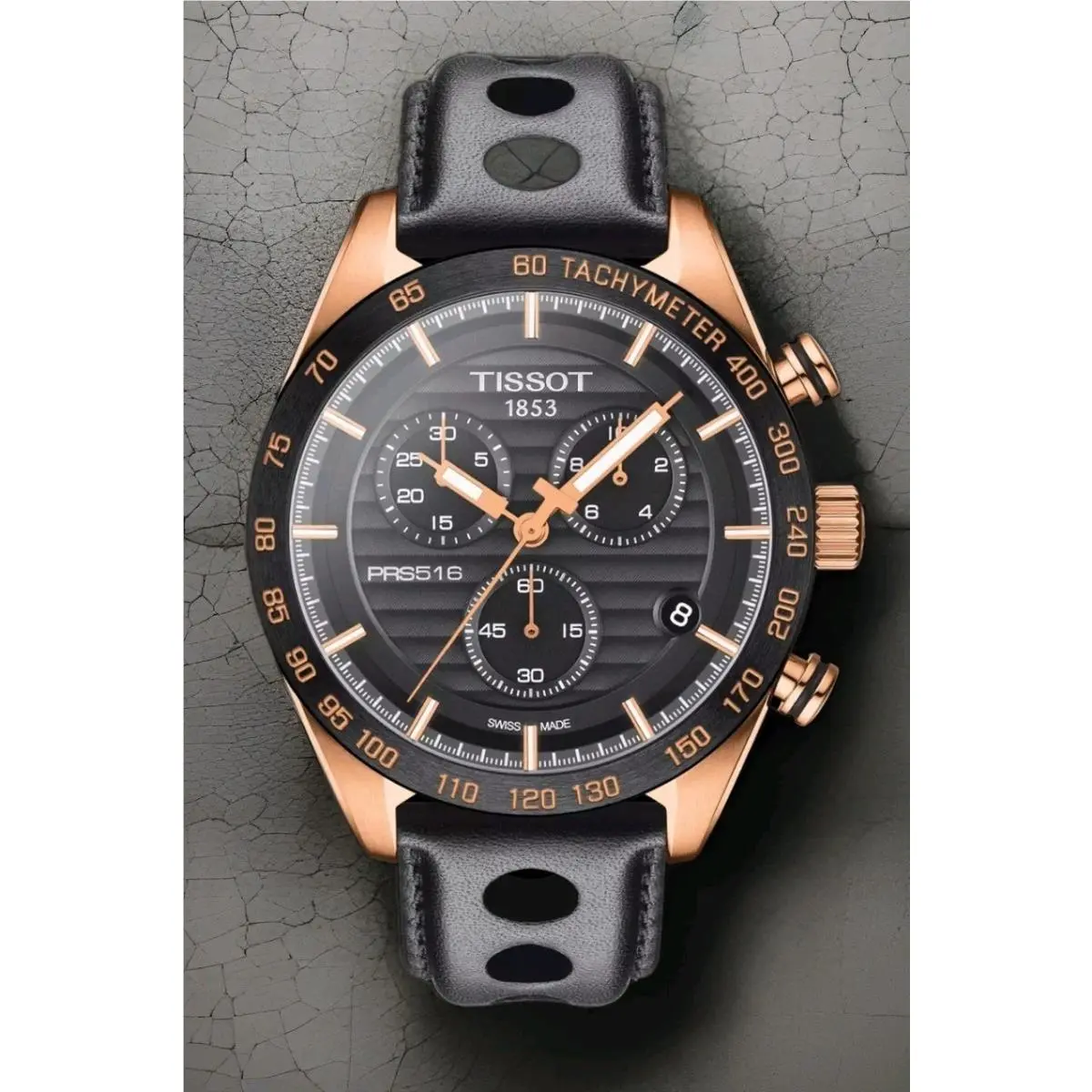 Tissot Prs 516 Chronograph Black Dial Rose Gold Pvd Watch T100.417.36.051.00