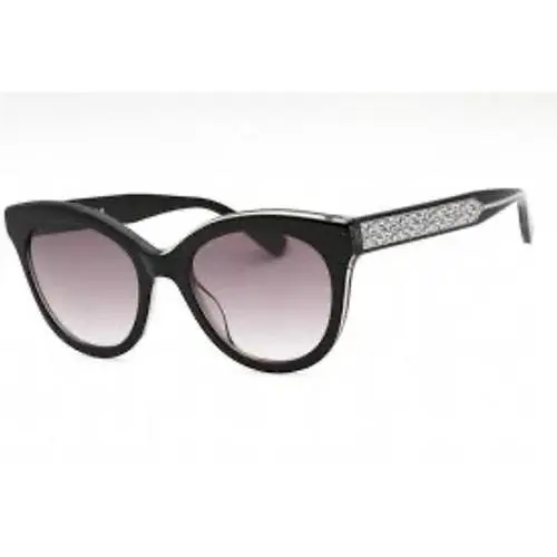 Longchamp LO698S 001 Black Cat Eye Sunglasses Monogram Logo Temples