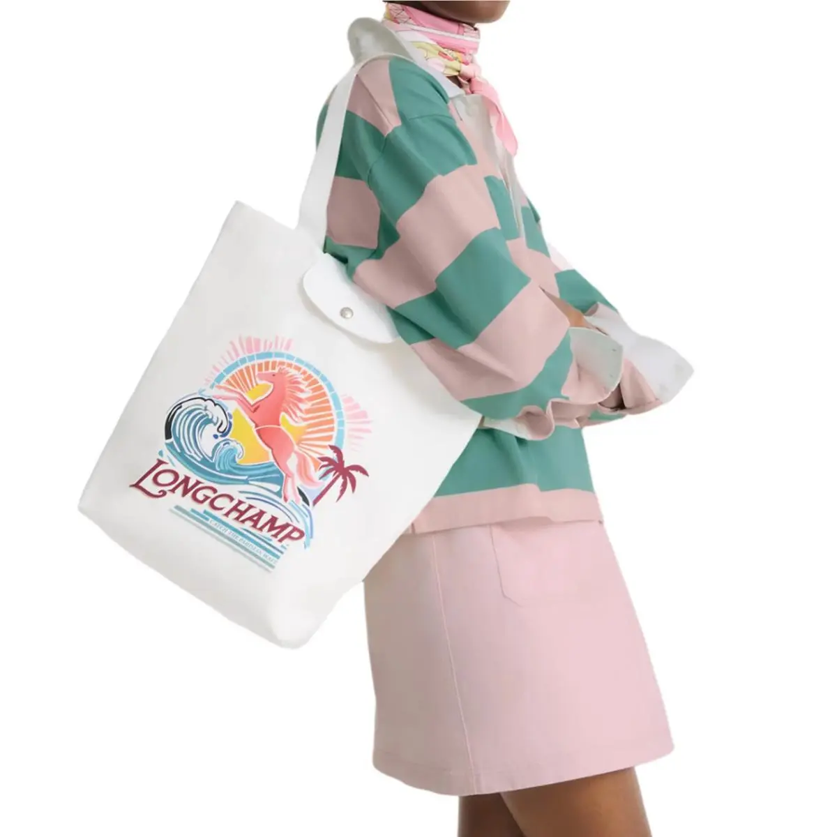 Le Pliage Surf Tote Bag Printed Cotton/polyester Canvas/leathe Rainbow by Longchamp