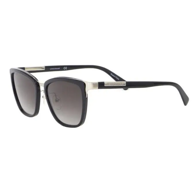 Stunning Elegant Longchamp Women Sunglass LO643S-001 Black Gold Iconic Frames