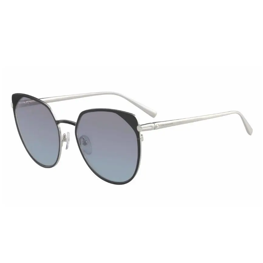 Classy Chic Longchamp Women Sunglass LOS102S-001 Silver Black with Blue Lens