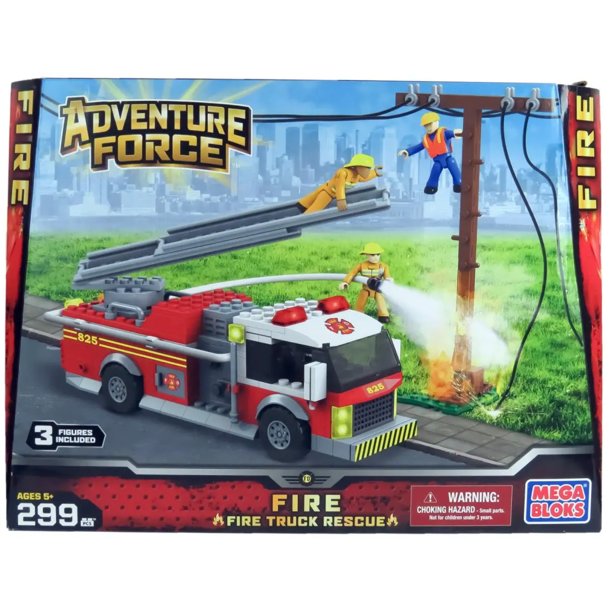 Mega Bloks 94411 Fire Truck Rescue Adventure Force 299 Pcs 3 Figures Bnisb