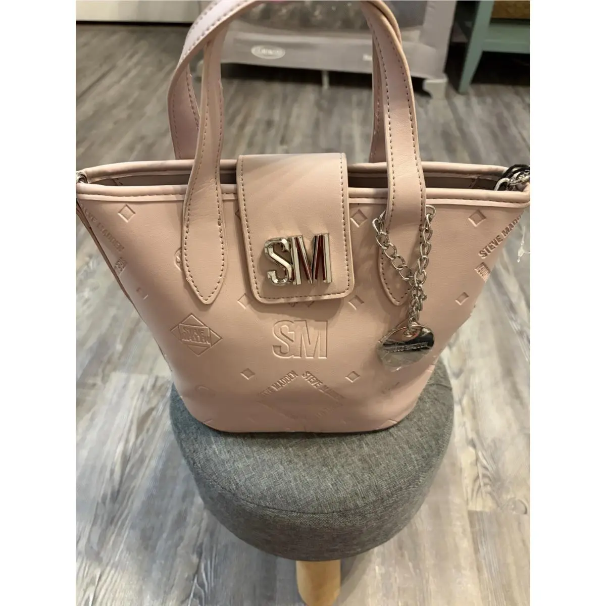 Steve Madden Mini Satchel Blush Pink Embossed Logo Crossbody Bag