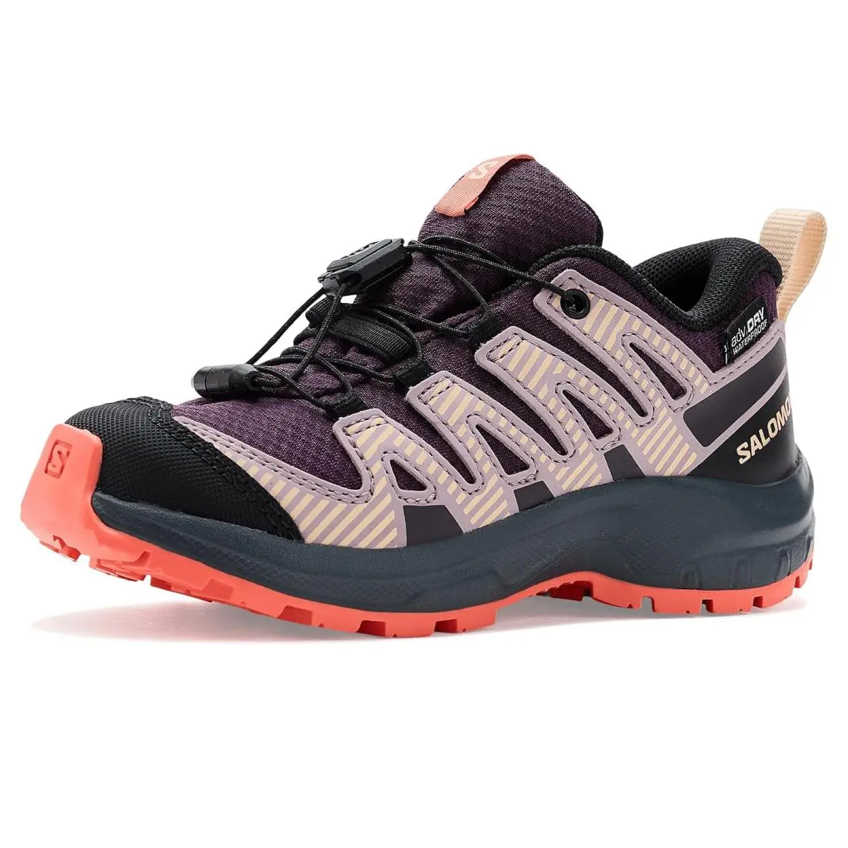 Children Unisex Shoes Salomon Kids Xa Pro V8 Waterproof Little Kid/big Kid - Plum Kitten/Turbulence/Fusion Coral