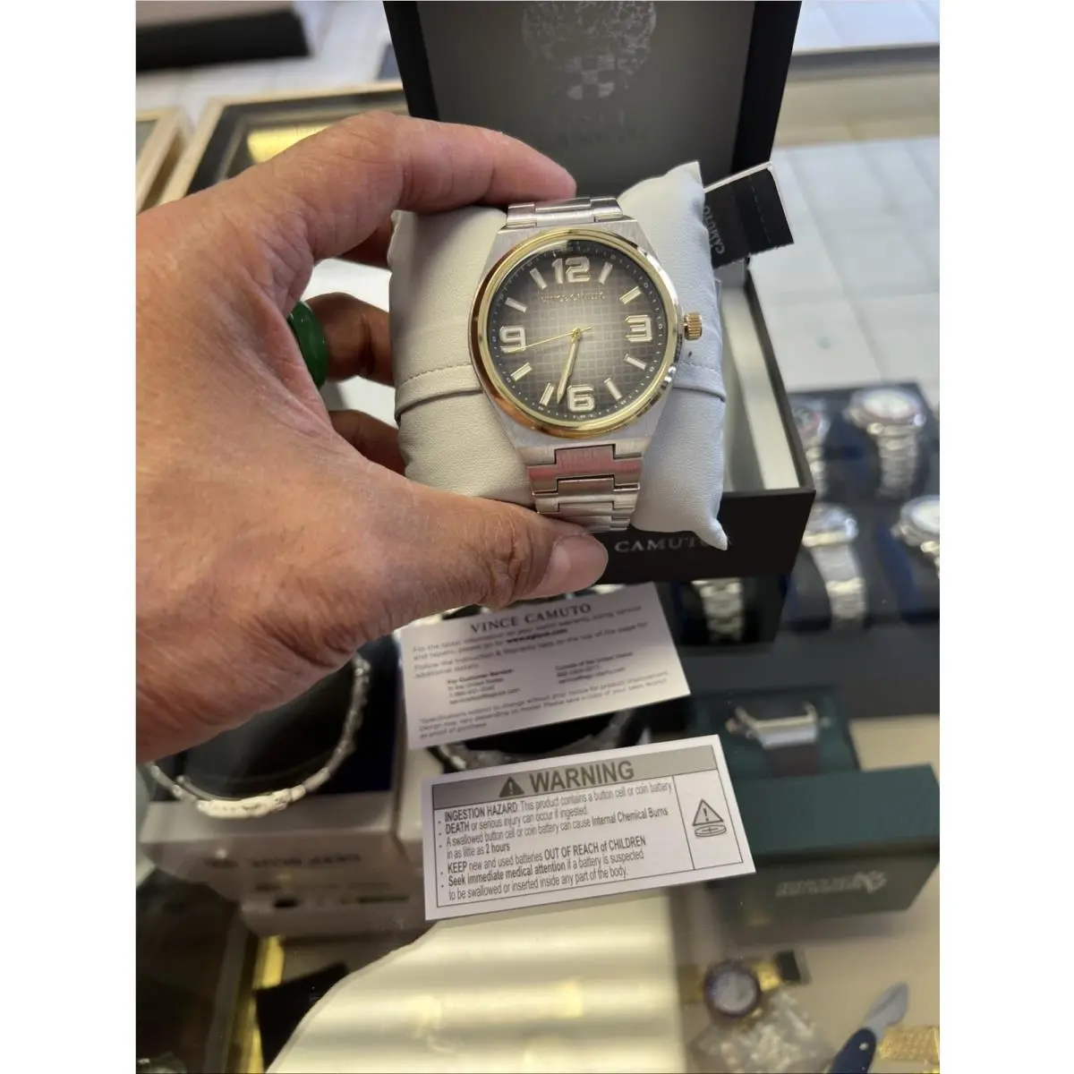 Vince Camuto Men`s VC Silv Brac Gld Multi Dial Big Numbers Watches
