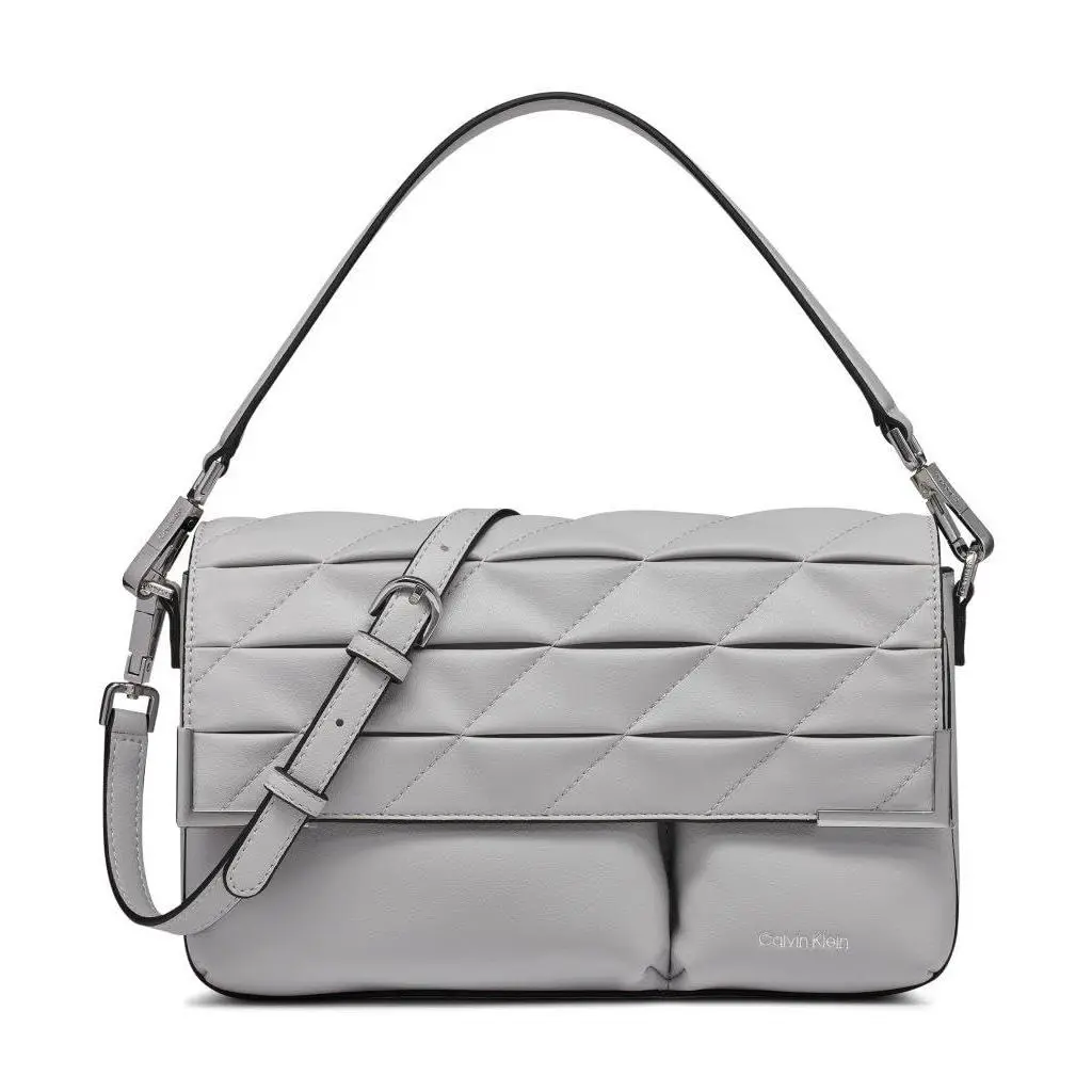 Calvin Klein Mica Organizational Flap Demi One Size Dove Grey Puffy Quilt