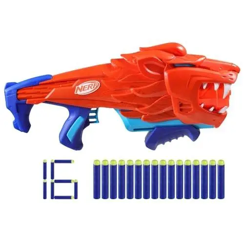 Nerf Wild Lionfury Easy Play Dart Blaster 16 Elite Darts Kids Ages 6 UP