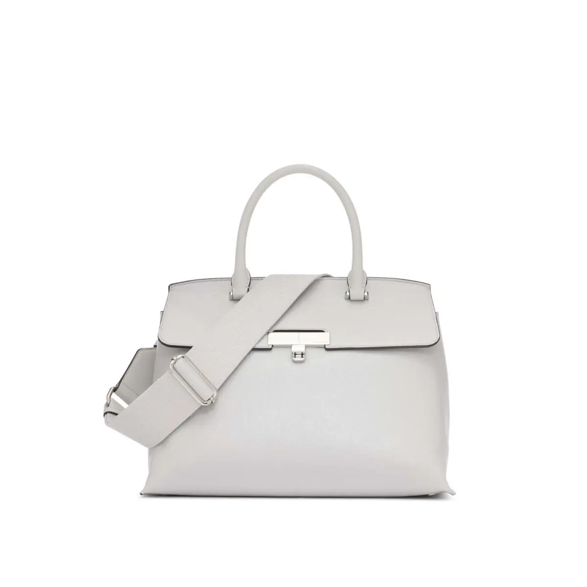 Calvin Klein Women`s Becky Turn Lock Satchel – 2 in 1 One Size Dove Grey