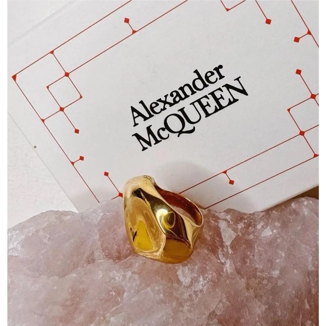 Alexander Mcqueen Molten Ring Brass Sculptural Abstract Avant Garde Sz 11