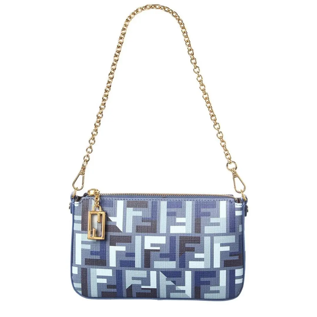 Baguette Ff Jacquard Pouch Women`s Blue by Fendi