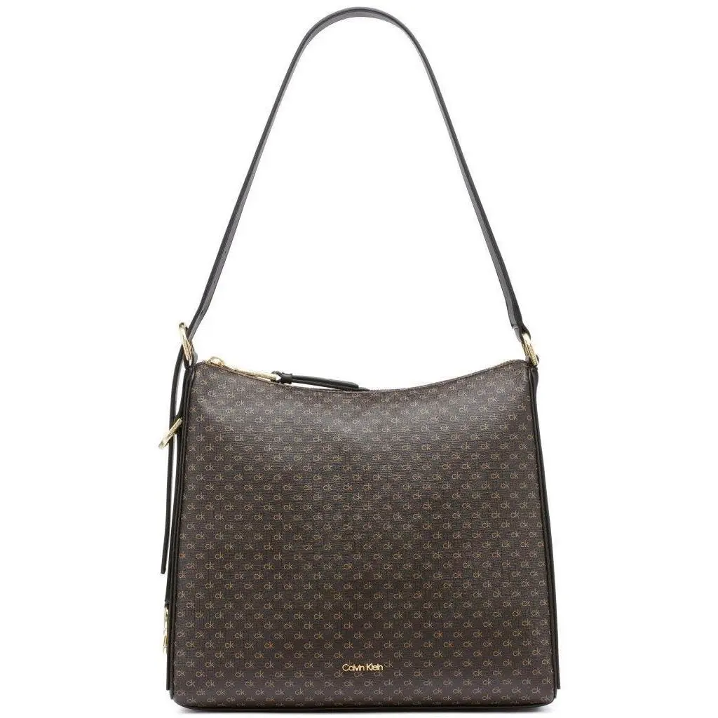 Calvin Klein Mandy Top Zip Shoulder Bag One Size Brown/khaki/black
